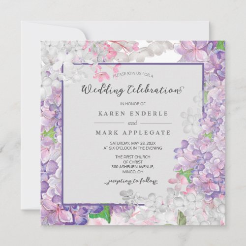 Blooming Lilacs Wedding Floral  Invitation