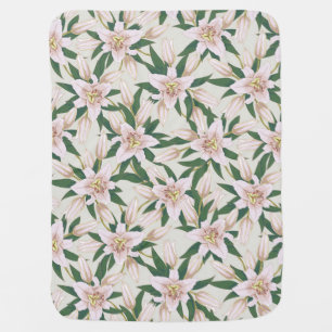 Blooming Lilies in Ivory Green Baby Blanket