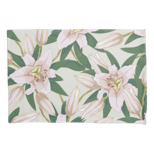 Blooming Lilies in Ivory Green Duvet Cover