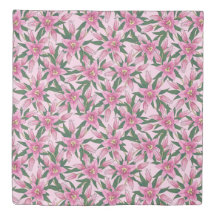 Blooming Lilies in Pastel Pink Duvet Cover