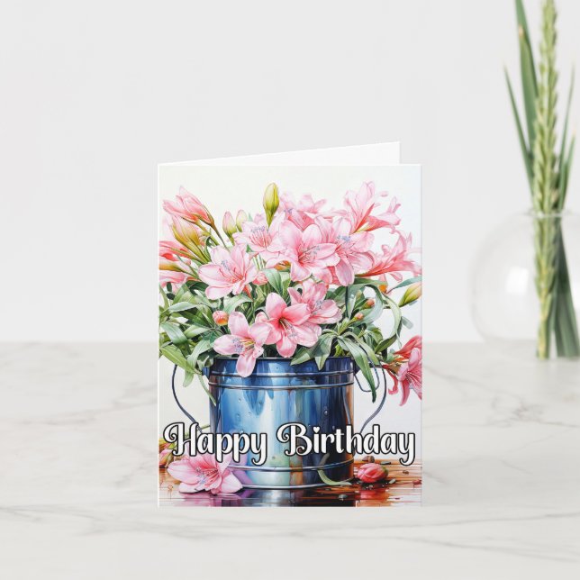 Blooming Lily Flower Illustration Card (Front)