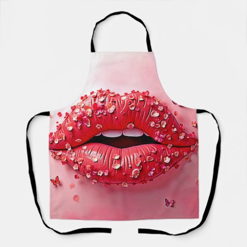 Blooming Lips: Floral Butterfly Kiss Apron