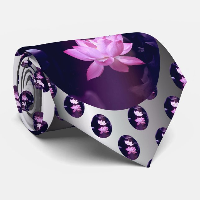 Blooming Lotus Flower Neck Tie (Rolled)