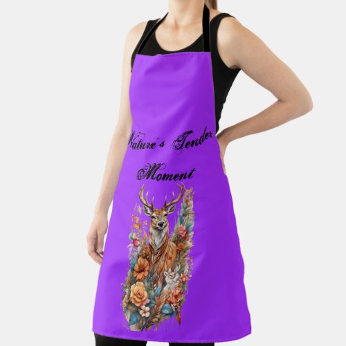 Blooming Love Deer and Fawn Close_Up Apron