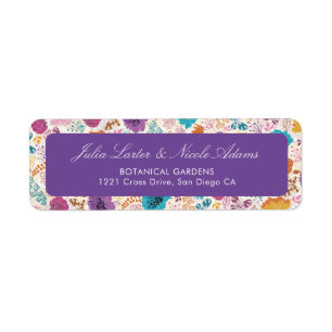 Blooming Love Floral Romantic Pink Purple Wedding Label