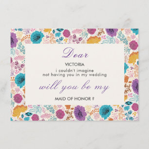 Blooming Love Floral Romantic Pink Purple Wedding Menu