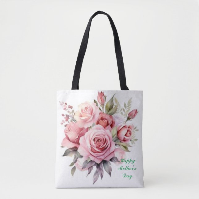 Blooming Love: Mom's Favorite Floral Tote (Front)