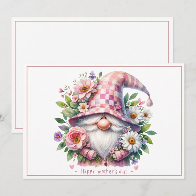 Blooming Love: Mother's Day Gnome Holiday Card (Front/Back)