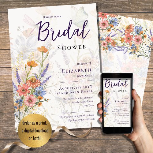 Blooming Lovely Romantic Floral Bridal Shower  Invitation