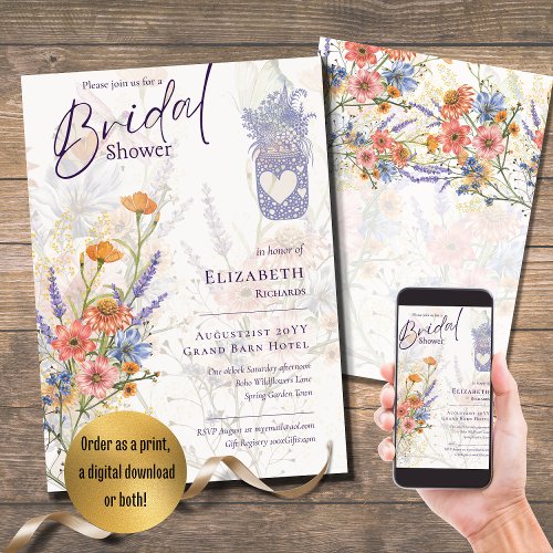 Blooming Lovely Romantic Floral Bridal Shower  Invitation