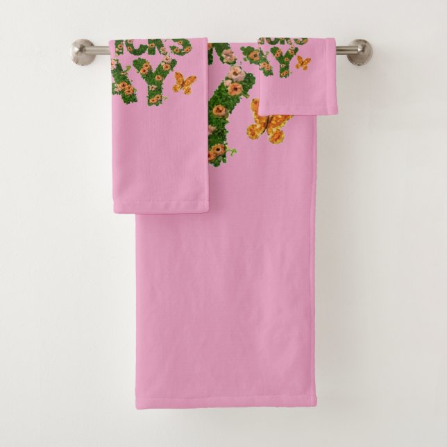 Blooming Luck: Floral St. Patrick's Day pink Towel (Insitu)