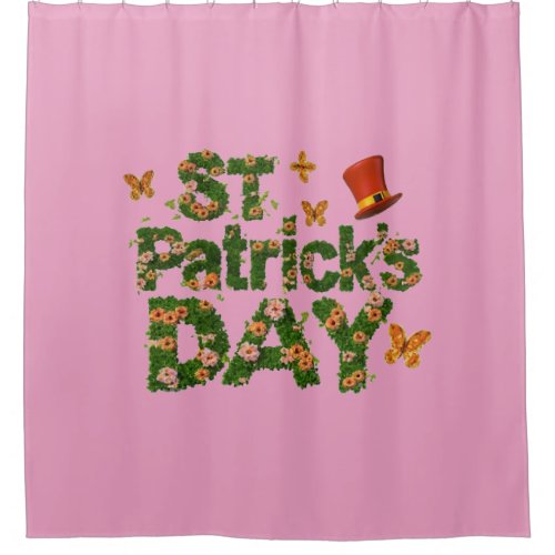 Blooming Luck Floral St Patricks Day Shower Curtain