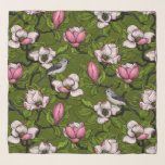 Blooming magnolia and titmouse bird 2 scarf<br><div class="desc">Hand-painted magnolia blooms and titmouse bird</div>