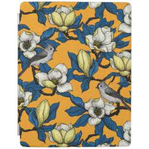 Blooming magnolia and titmouse bird 3 iPad smart cover