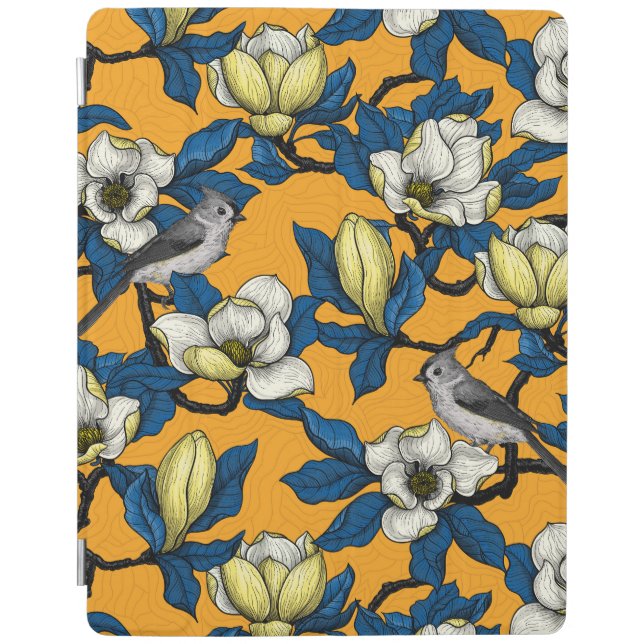 Blooming magnolia and titmouse bird 3 iPad smart cover (Front)