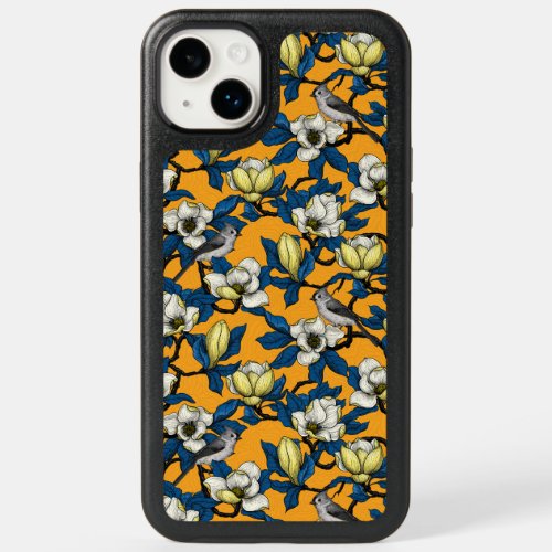 Blooming magnolia and titmouse bird 3 OtterBox iPhone 14 plus case
