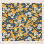 Blooming magnolia and titmouse bird 3 scarf<br><div class="desc">Hand-painted magnolia blooms and titmouse bird</div>