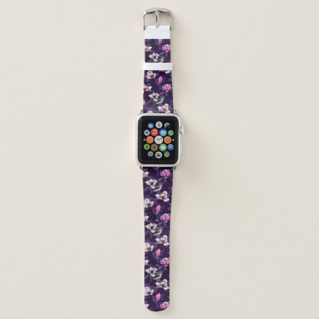 Blooming magnolia and titmouse bird 4 apple watch band (Front)