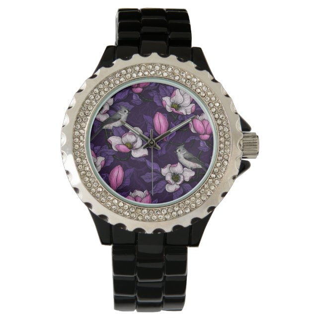 Blooming magnolia and titmouse bird 4 watch (Front)