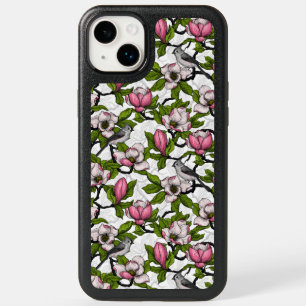 Blooming magnolia and titmouse bird OtterBox iPhone 14 plus case