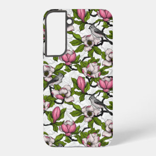 Blooming magnolia and titmouse bird samsung galaxy s22+ case