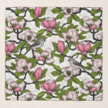 Blooming magnolia and titmouse bird scarf<br><div class="desc">Hand-painted magnolia blooms and titmouse bird</div>