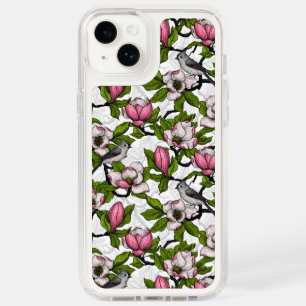 Blooming magnolia and titmouse bird speck iPhone 14 plus case