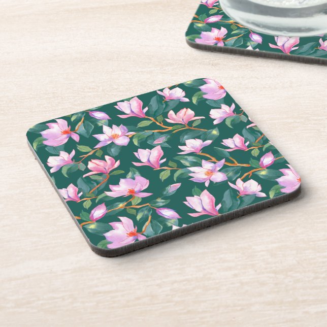 Blooming magnolia beverage coaster (Left Side)