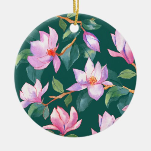 Blooming magnolia ceramic ornament