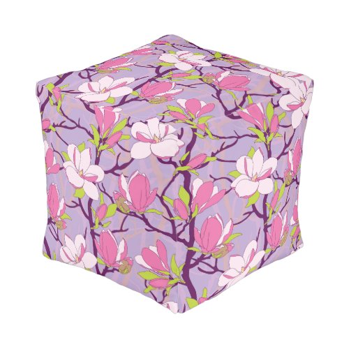 Blooming Magnolia Cube Pouf