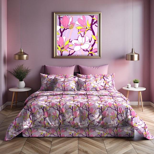 Blooming Magnolia Duvet Cover, King Size Cover (Blooming Magnolia Duvet Cover)