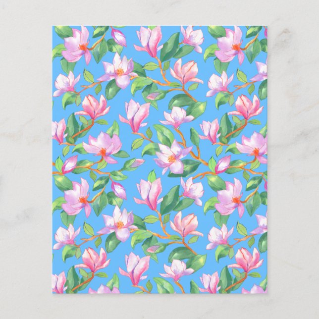 Blooming magnolia on sky blue (Front)