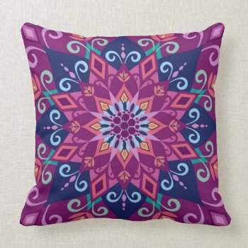 Blooming Mandala-purple-large Scale-throw Pillow by BohemianGypsyJane at Zazzle