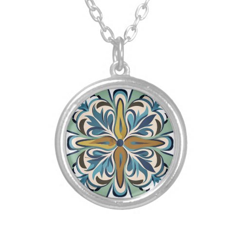 Blooming Mandala Silver Plated Necklace