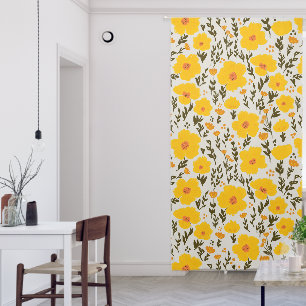 Blooming meadow yellow flowers pattern blackout curtains