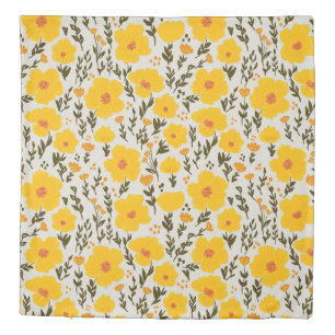 Blooming meadow yellow flowers pattern duvet cover