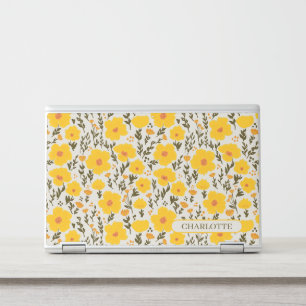 Blooming meadow yellow flowers pattern & Name HP Laptop Skin