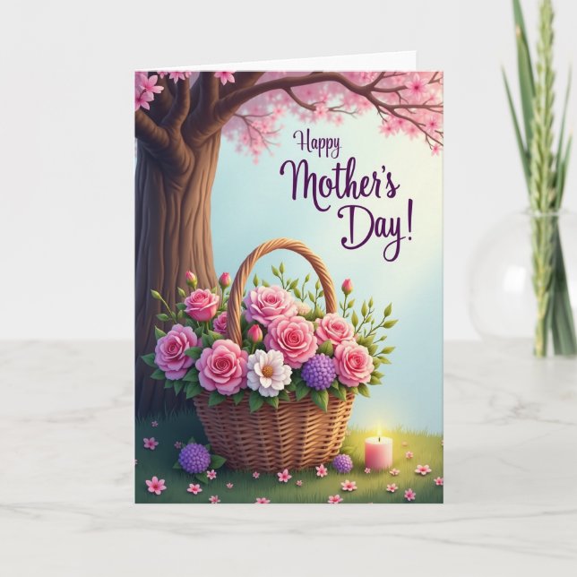 Blooming Mothers Day Basket Card (Front)