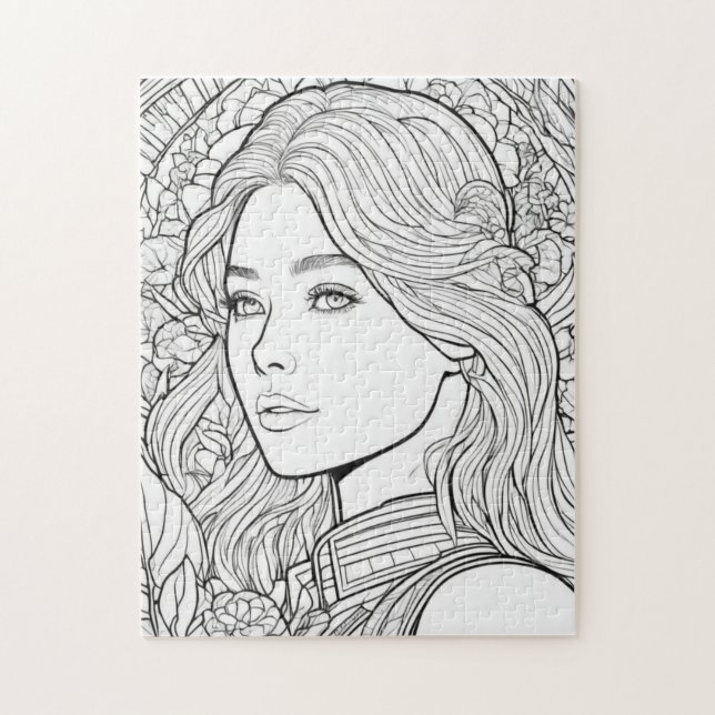 Blooming Muse – Color Me Jigsaw Puzzle (Vertical)