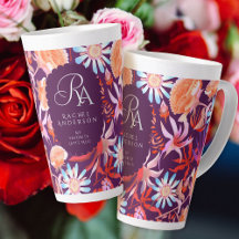 Blooming Mystical Floral Monogram Latte Mug