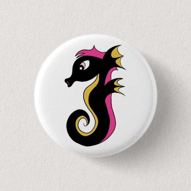 Blooming Neon Seahorse Button (Front)