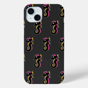 Blooming Neon Seahorse iPhone 15 Plus Case
