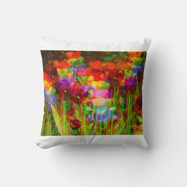 Blooming of tulips on throw- cushion (Front)