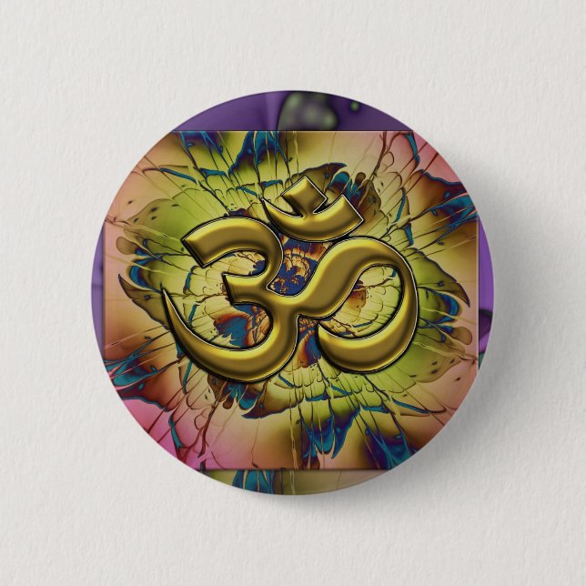 Blooming Om Pinback Button (Front)
