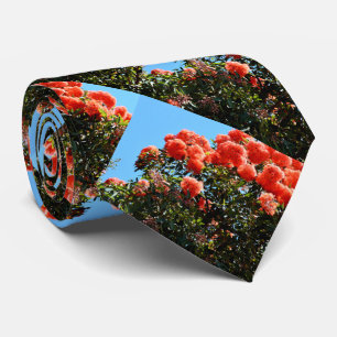 Blooming Orange Eucalyptus Flower Tree, Neck Tie