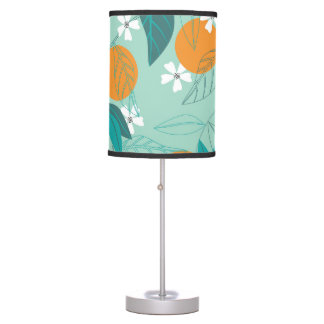 Blooming oranges, leaves, vintage art. table lamp