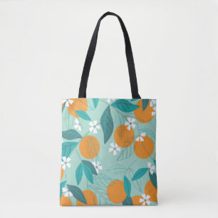 Blooming oranges, leaves, vintage art. tote bag
