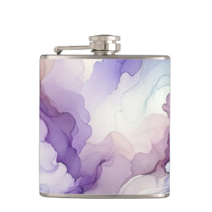 Blooming Orchid Purple Watercolor Abstract Art Flask