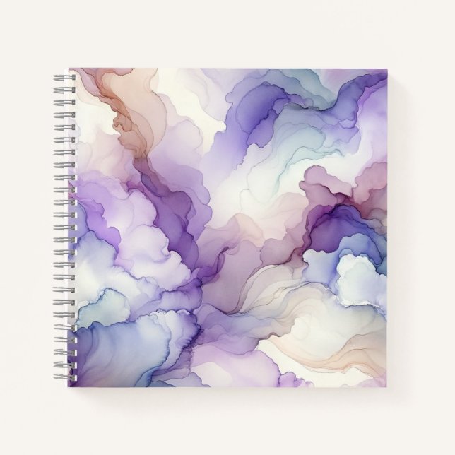 Blooming Orchid Purple Watercolor Abstract Art Notebook (Front)