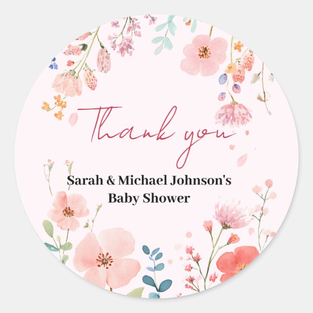 Blooming Path Baby Shower Classic Round Sticker (Front)